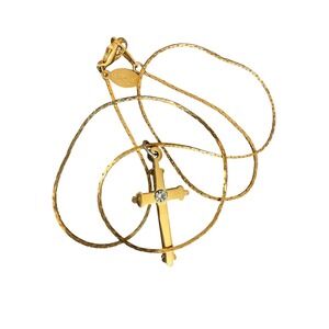 Parklane Gold Tone Cross Necklace with‎ Crystal Accent 18" chain